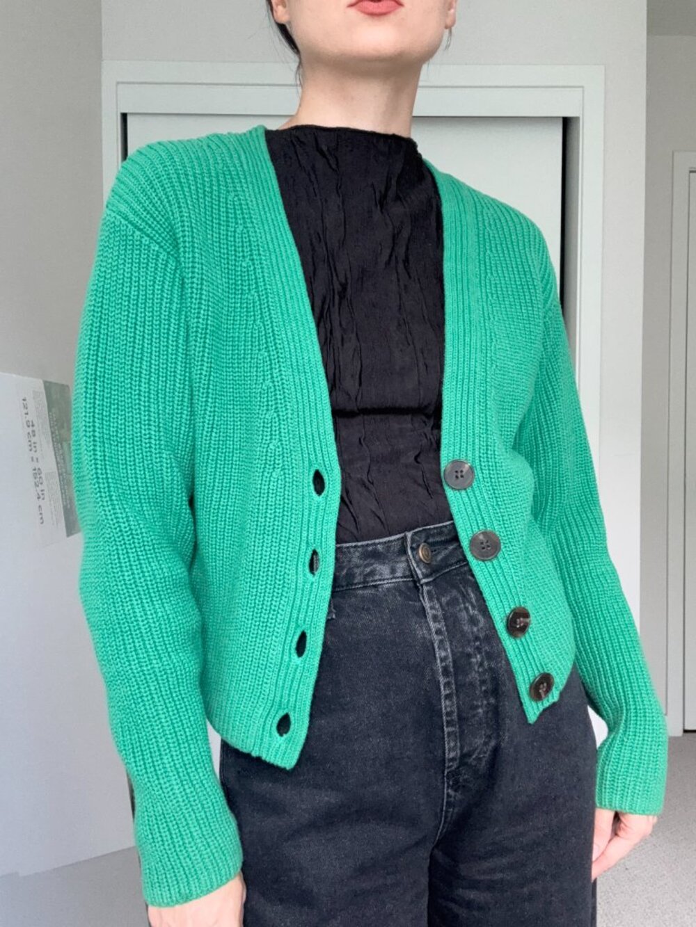 & Other Stories Green Knit Button Cardigan